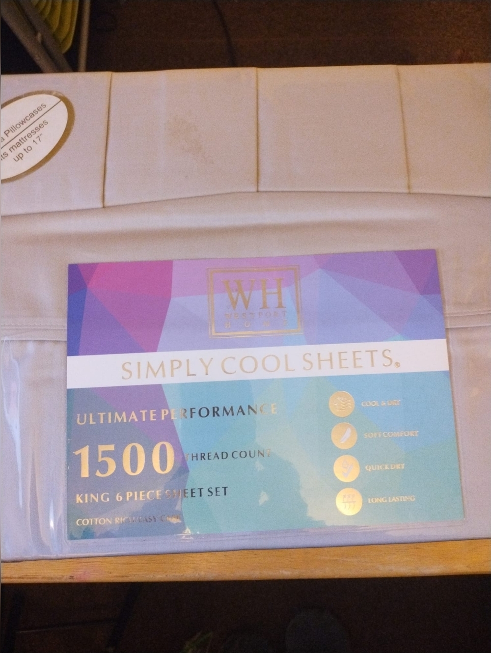 Simply Cool 1500 Thread Count King Sheet Set